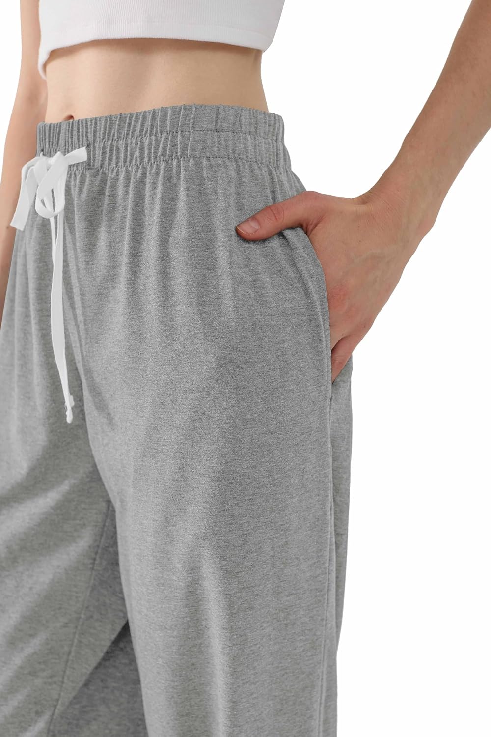 Womens Cotton Jogger Pants Ultra Soft Sweatpants Lounge Patns with Pockets - Image 2
