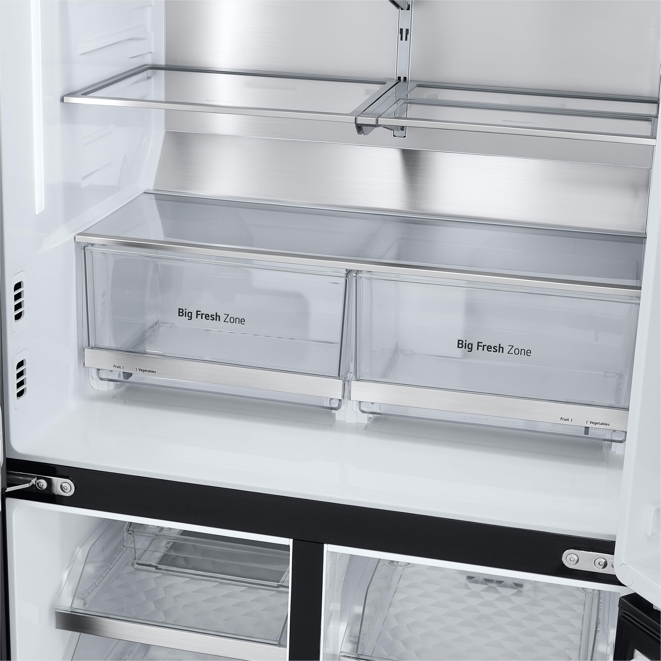 LG GMG960EVEE Multi-Door Kühlschrank mit Gefrierfach (638 L, Energieklasse E) mit InstaView und Craft Ice, Eis- und Wasserspender, Total No Frost, Silber