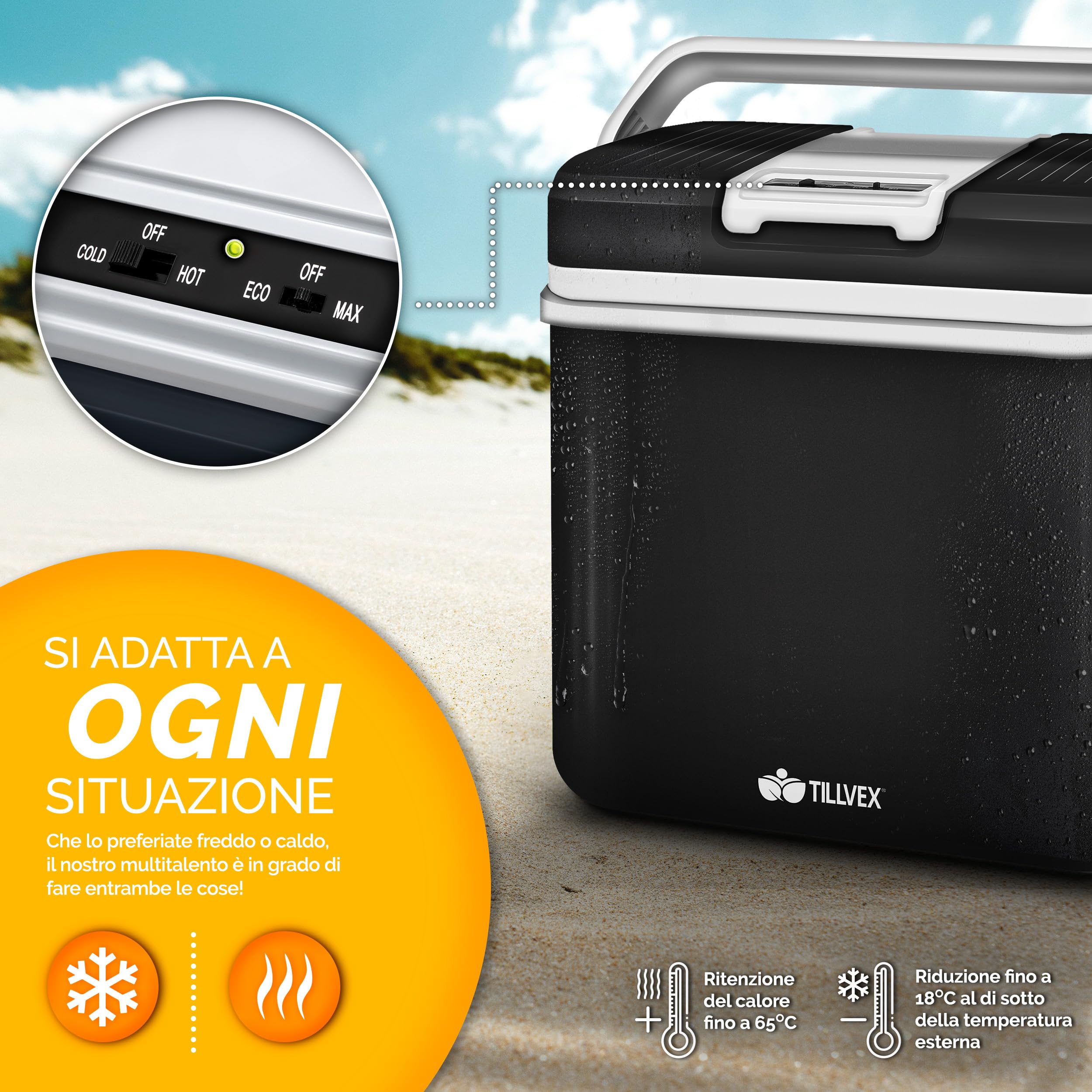 tillvex Frigorifero elettrico Portatile 24L Mini-frigorifero 230V 12V campeggio auto camper ECO