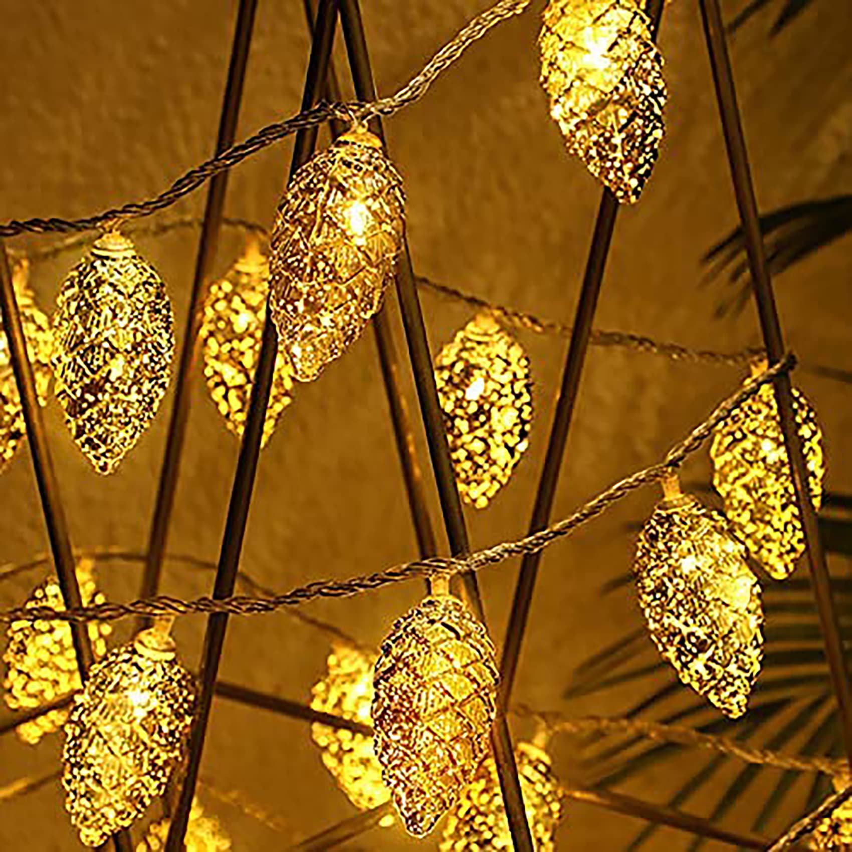 LED Kiefernzapfen Lichterkette Warmweiß Lichterkette Weihnachten Batterie Betrieben Lichterkette Deko für Zimmer, Wohnzimmer, Hochzeiten (19.7ft 40 LED)