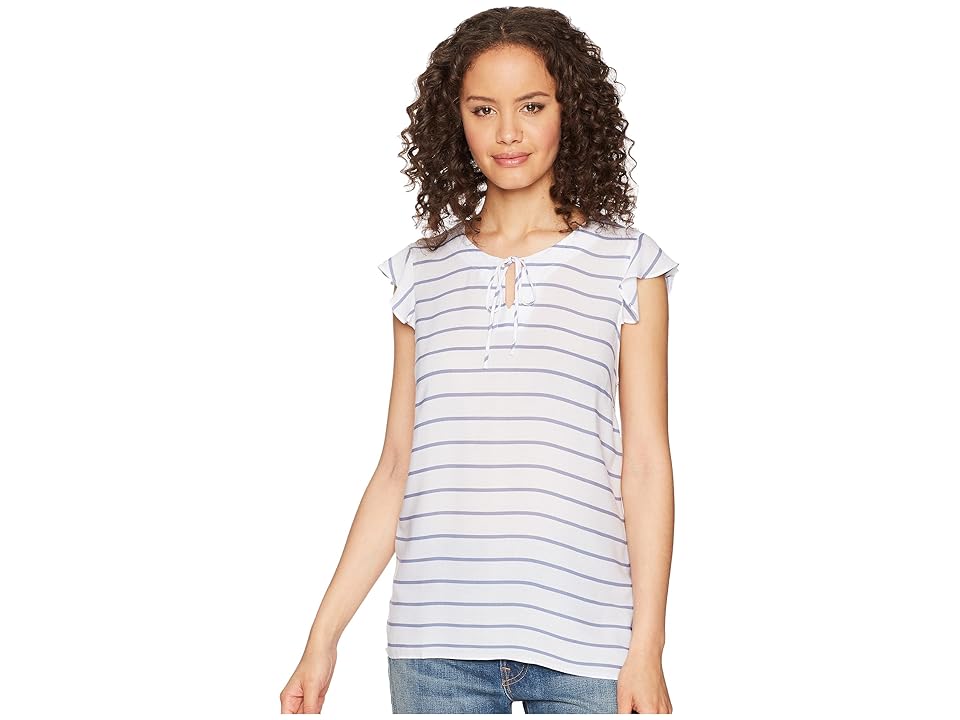 

Tribal Woven Crepe Ruffled Cap Sleeve Blouse (Blue Haze) Women's Blouse