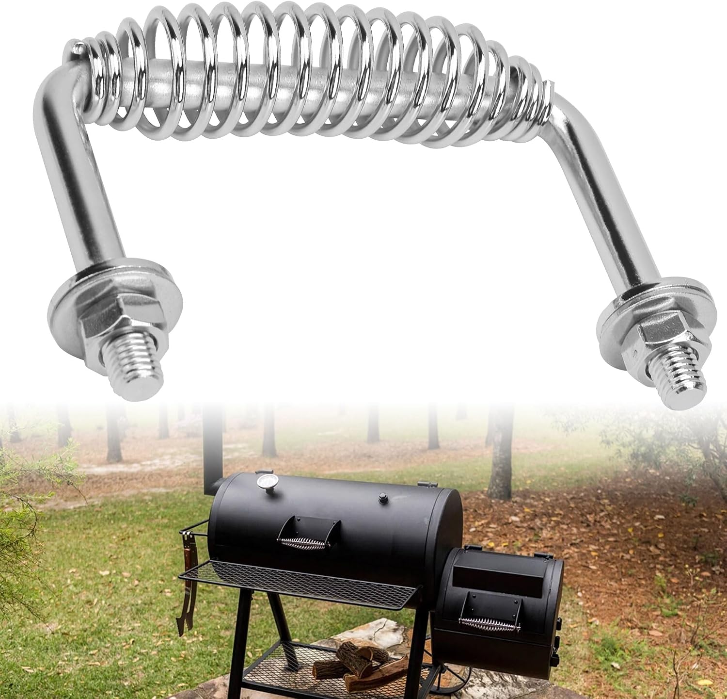 5-3/8" Spring Handle with 1/2" Seet Rod for BBQ Grills, Wood Stoves | Sturdy and Heavy Duty, Bolt on, Includes Hardware