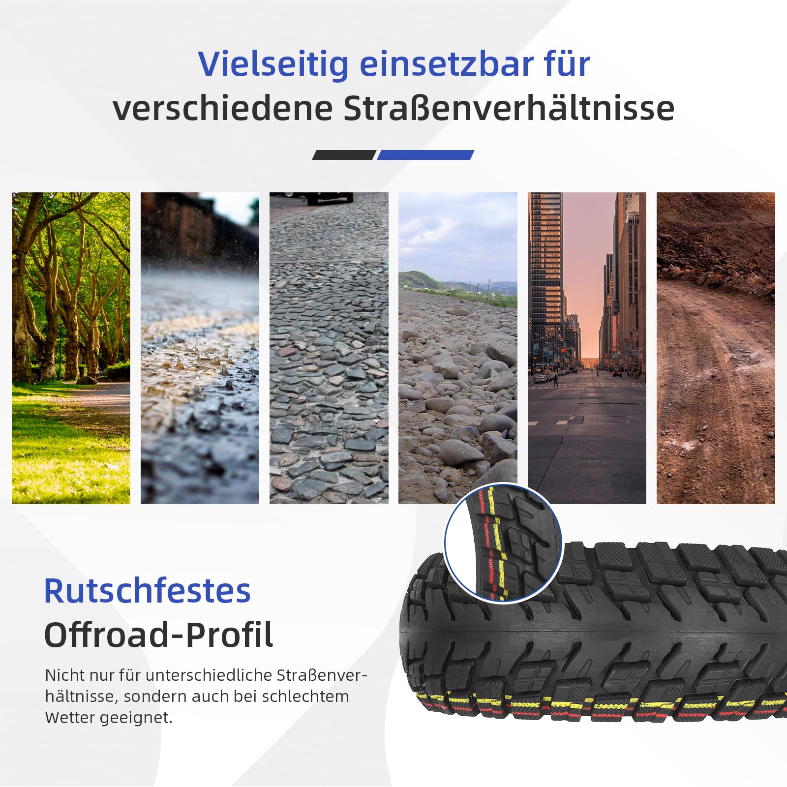 ulip (2er-Set) 8,5x3 (50-134) Offroad-Reifen mit Schlauch 8,5 Zoll Luftreifen für VSETT 8 9 Macury Zero 8 9 Roller