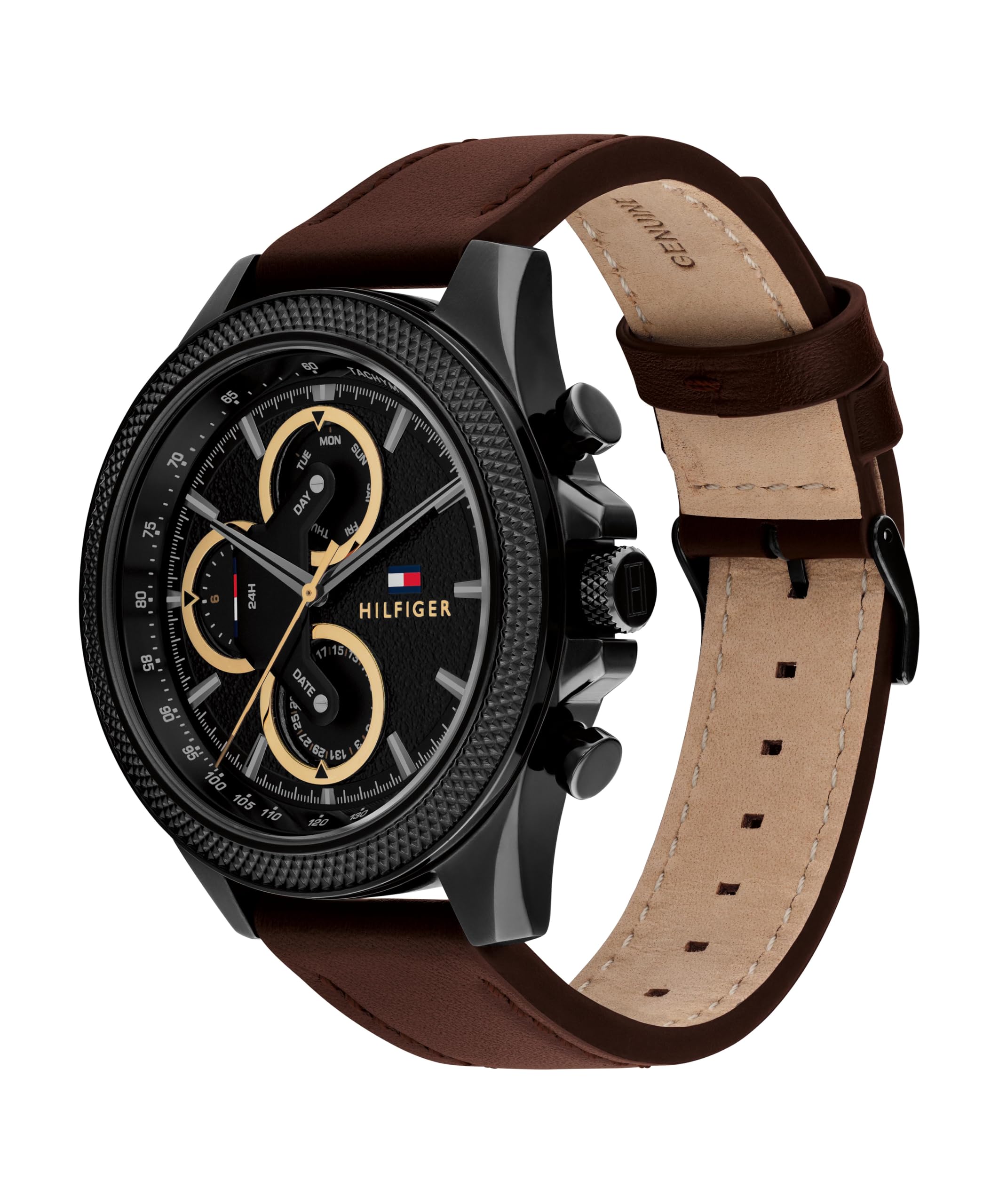 Tommy Hilfiger Men's Multifunction Quartz Watch – 46mm Stainless Steel Case, Racing-Inspired Design, 5 ATM Water Resistant, Elegant Modern Timepiece, Gift for Him