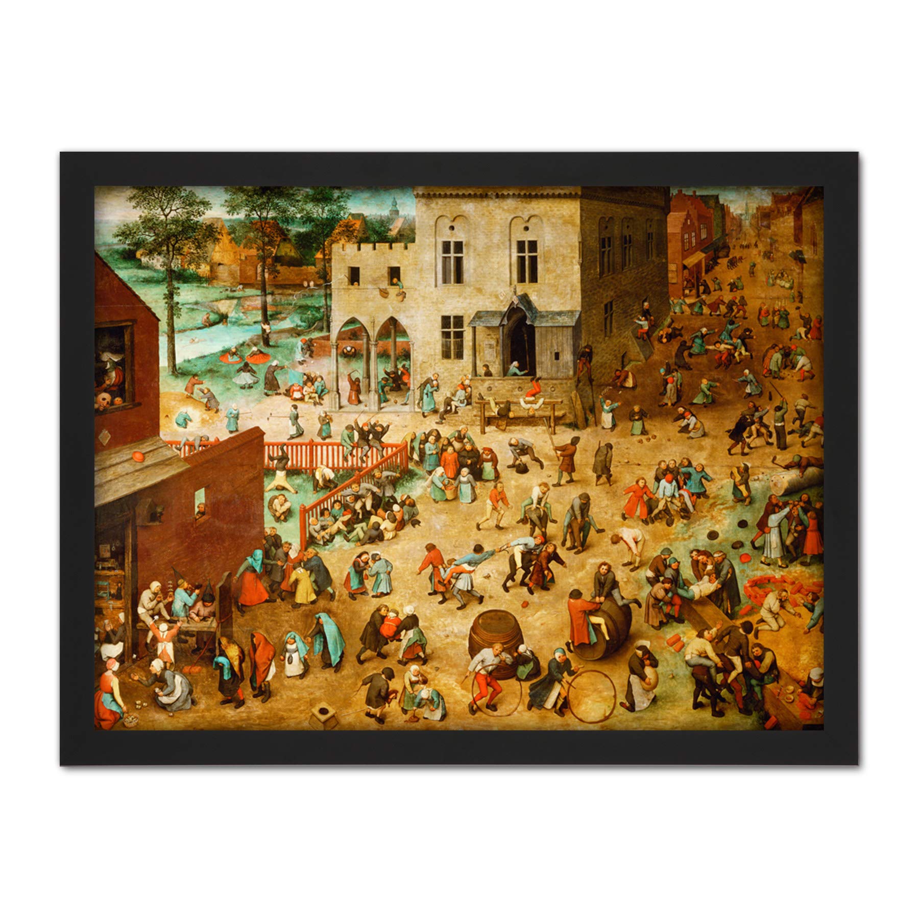 Pieter Bruegel The Elder Childrens Games Large Framed Art Print Poster Wall Decor 18x24
