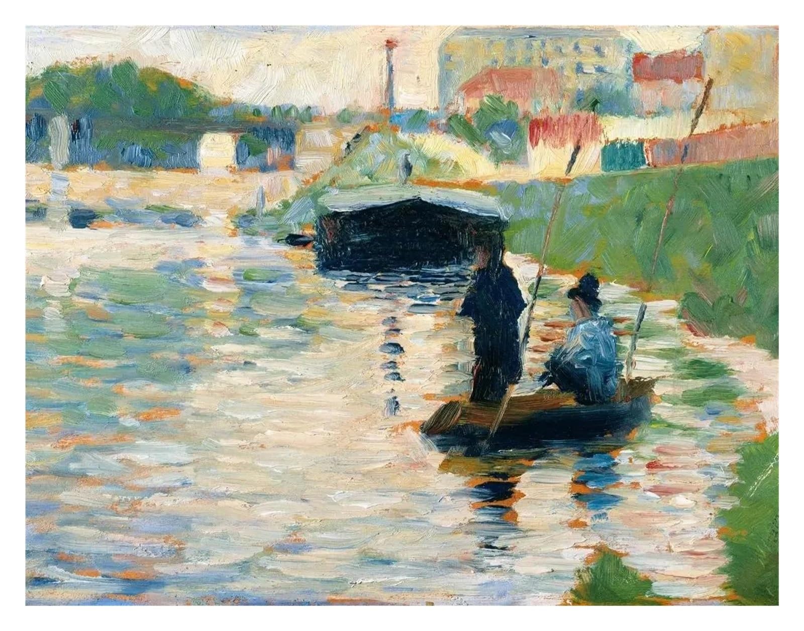Décor de salon moderne avec tableau d'art de peintre célèbre Seurat