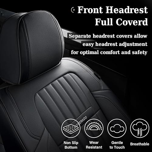 Vista 16 de Coverado Juego completo de fundas para asiento delantero y trasero para automóvil, cuero, impermeables, acojinadas, protectoras, ajuste universal