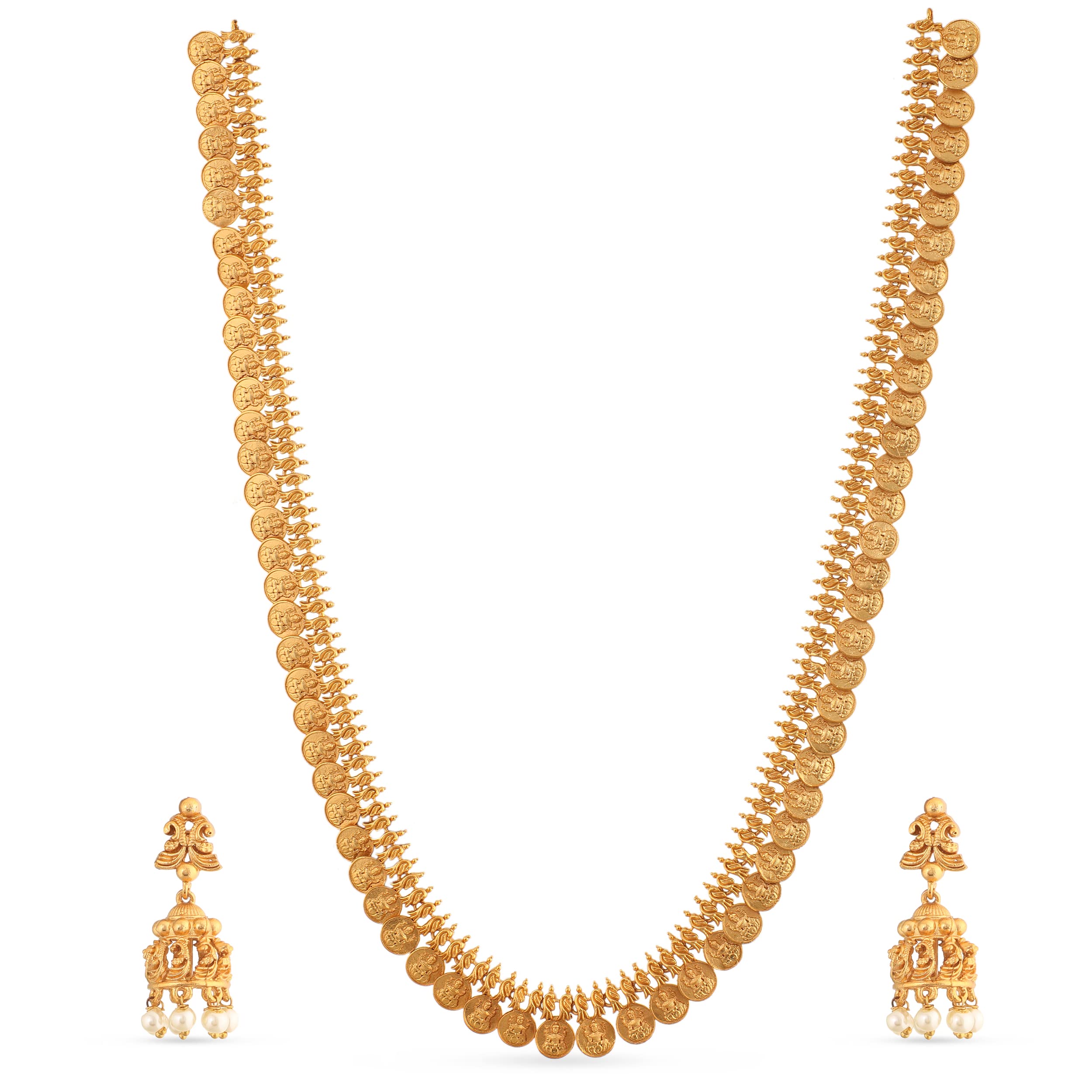 TARINIKAAntique Gold Plated Smita Long Necklace Set with Lakshmi Idol Design - Jewelry Set for Women Perfect for Ethnic occasions | Traditional Jewellery For Women | 1 Year Warranty*