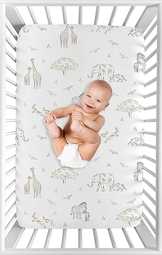 Miniatura 3 de Sweet Jojo Designs Jungle Safari Animales Niño Niña Mini Cuna Sábana Ajustable Bebé Guardería Portátil Cuna Pack Jugar Marrón Taupe Negro y Blanco