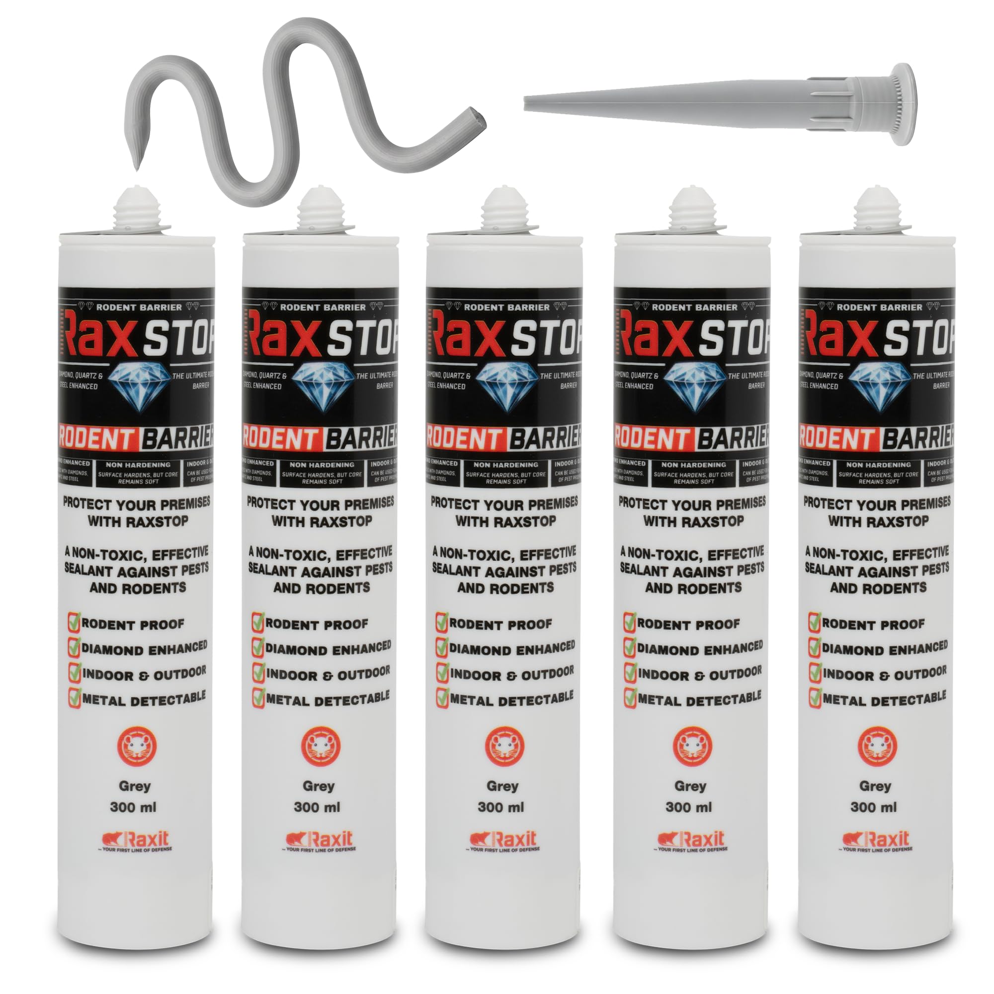 RAXStop 5 x 300 ML Joint Porte Professionnel pour Étanchéité Durable des Bâtiments Mastic Résistant aux Intempéries pour Fissures Passages Techniques et Applications Extérieures