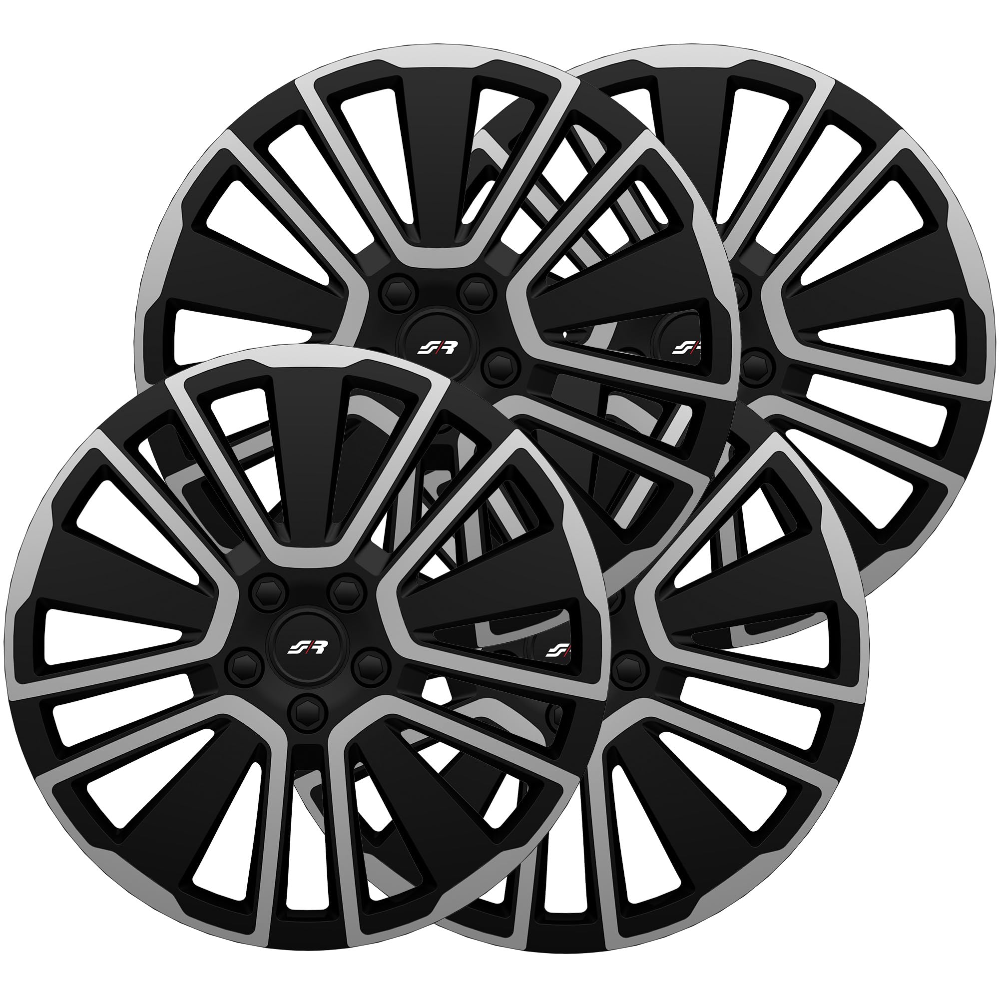 Simoni Racing SCU/15, Set 4 Copricerchi universali Scuba da 15" pollici, Copriruota auto Grigio e Nero