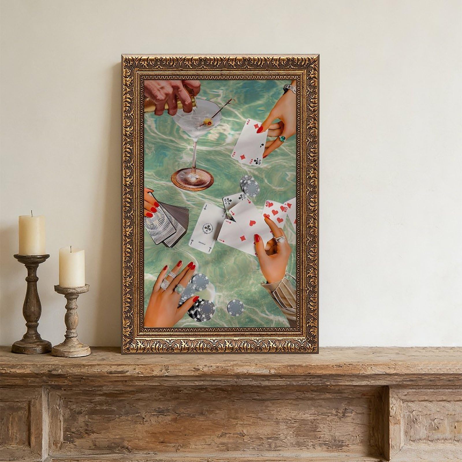 Poster su tela con carte da gioco, decorazione per camera da letto, ufficio, stanza, regalo, 30,5 cm di lunghezza x 45,7 cm di larghezza