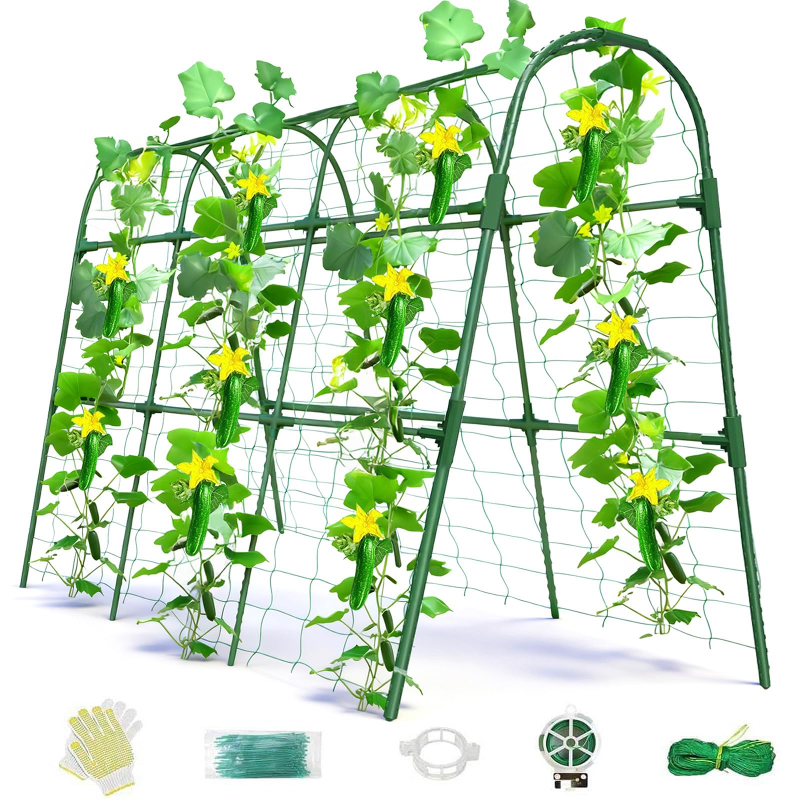 Cucumber Trellis for Raised Bed, U-Shape Garden Arch Metal Support for Climbing Plants, Metal Arch Plant Support Vegetables Trellis, Plant Support for Vine Outdoor (Green, 47*30*47inch(L*W*H))