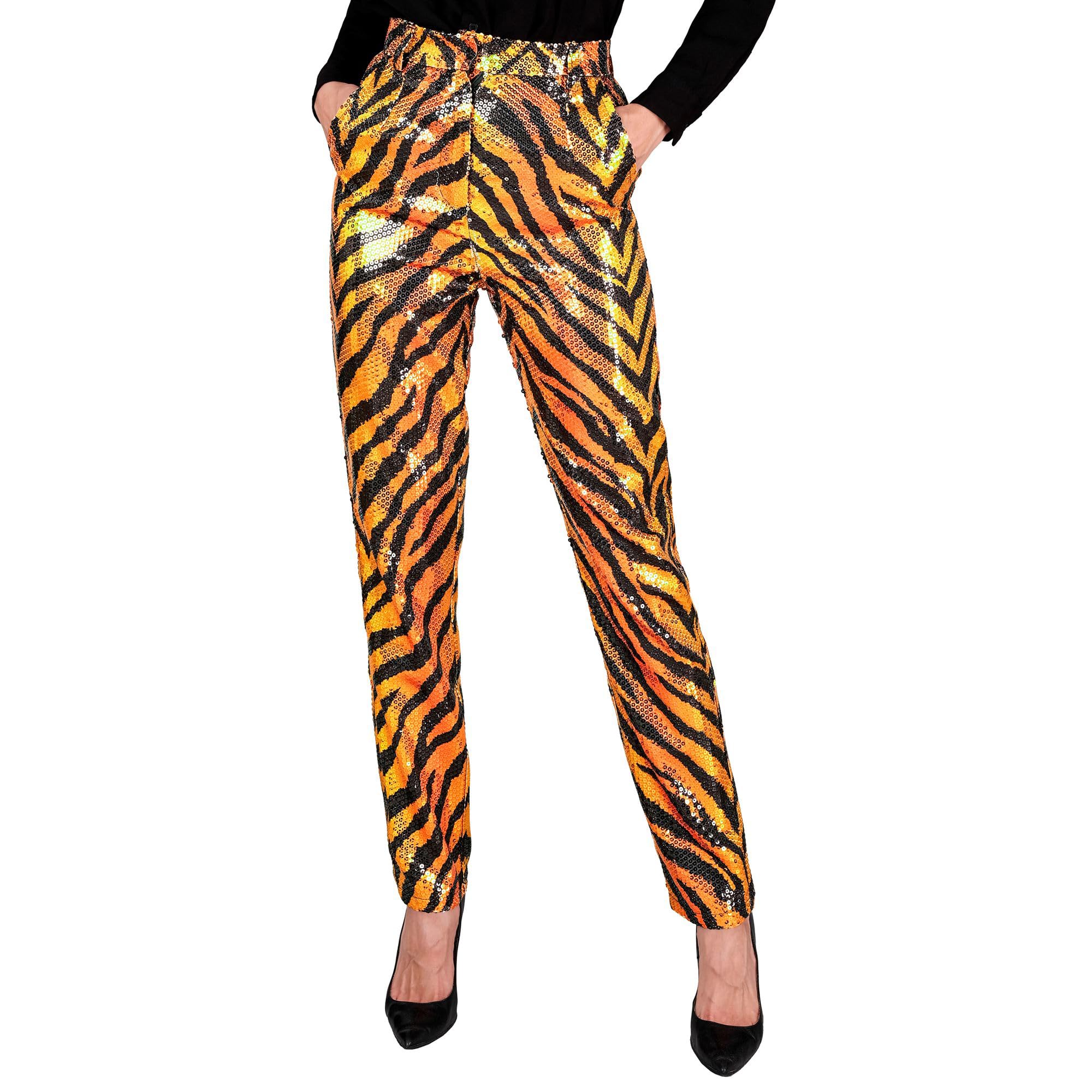 WIDMANN - Party Fashion Women's Tiger Print Disco Fever Hit Move Sequin Pants