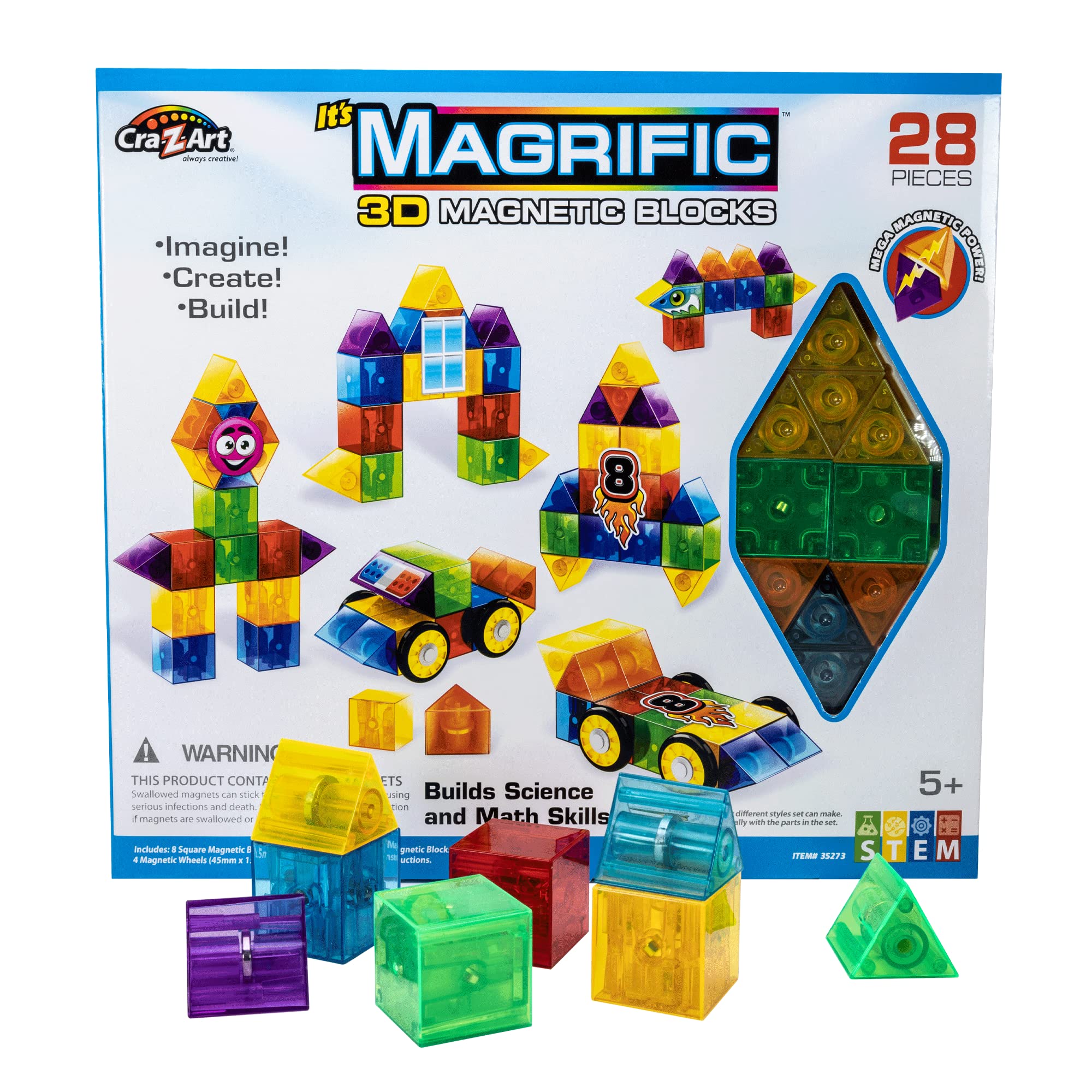 Amazon.com: Cra-Z-Art Magrific 3D Magnetic Blocks 28 Piece