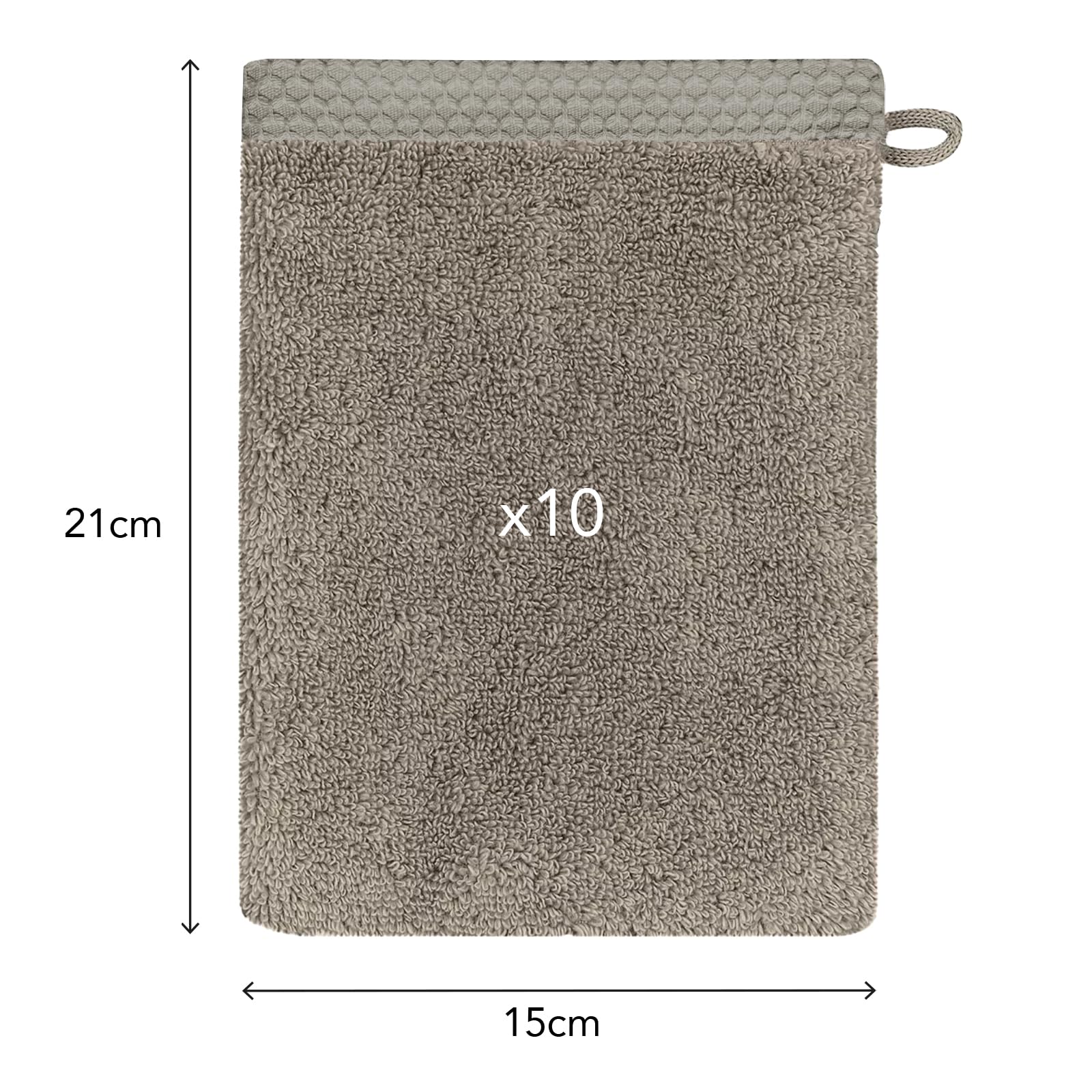 Sleepzen, Set of 10 Organic Cotton Face Cloths/Washcloths/Flannels (Beige), GOTS Certified, 500 GSM Long-Staple Cotton - Image 2