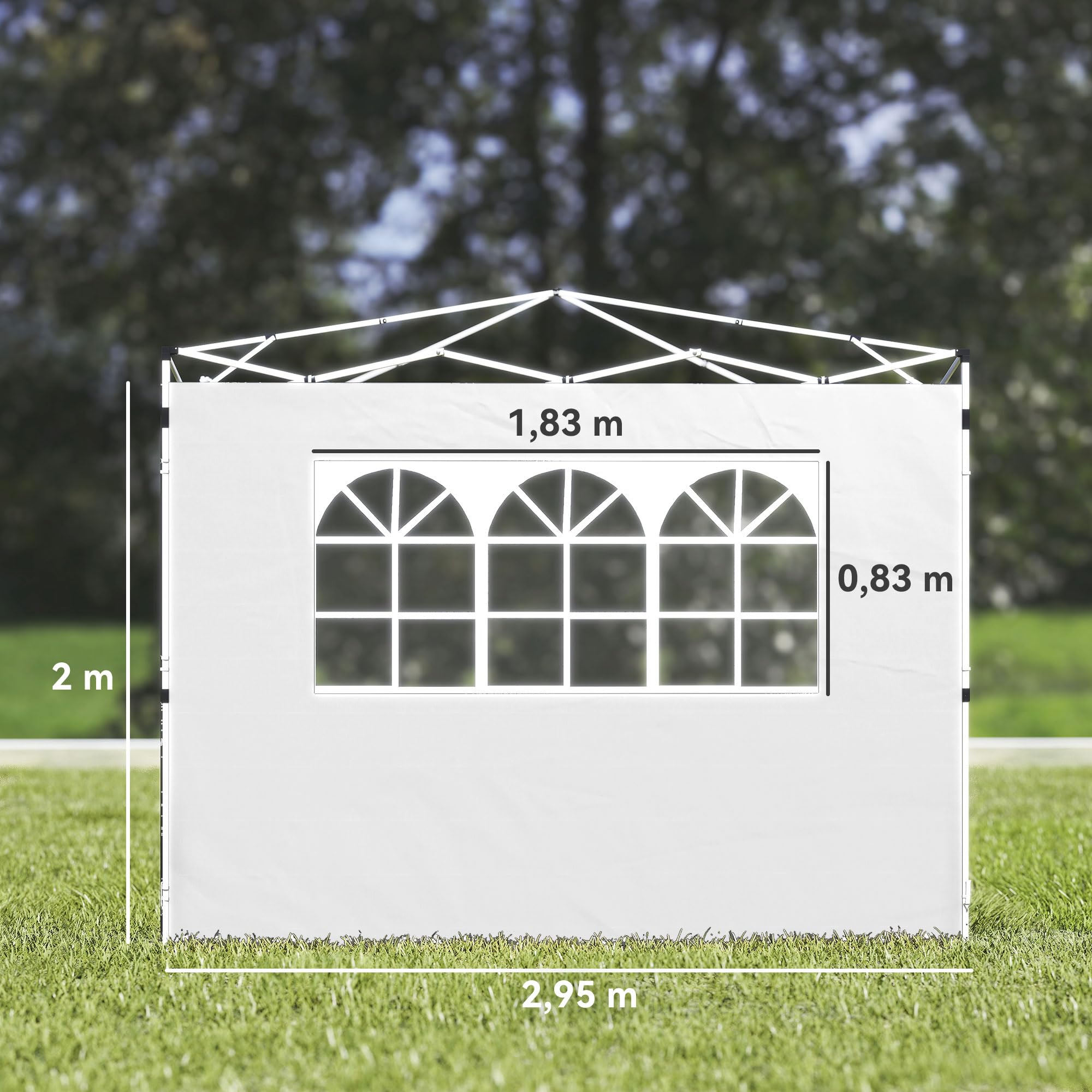 Outsunny Parois latérales pour tonnelle 3 x 3 m Panneaux pour pavillon avec fenêtre Lot de 2 Tissu Oxford 210D Blanc