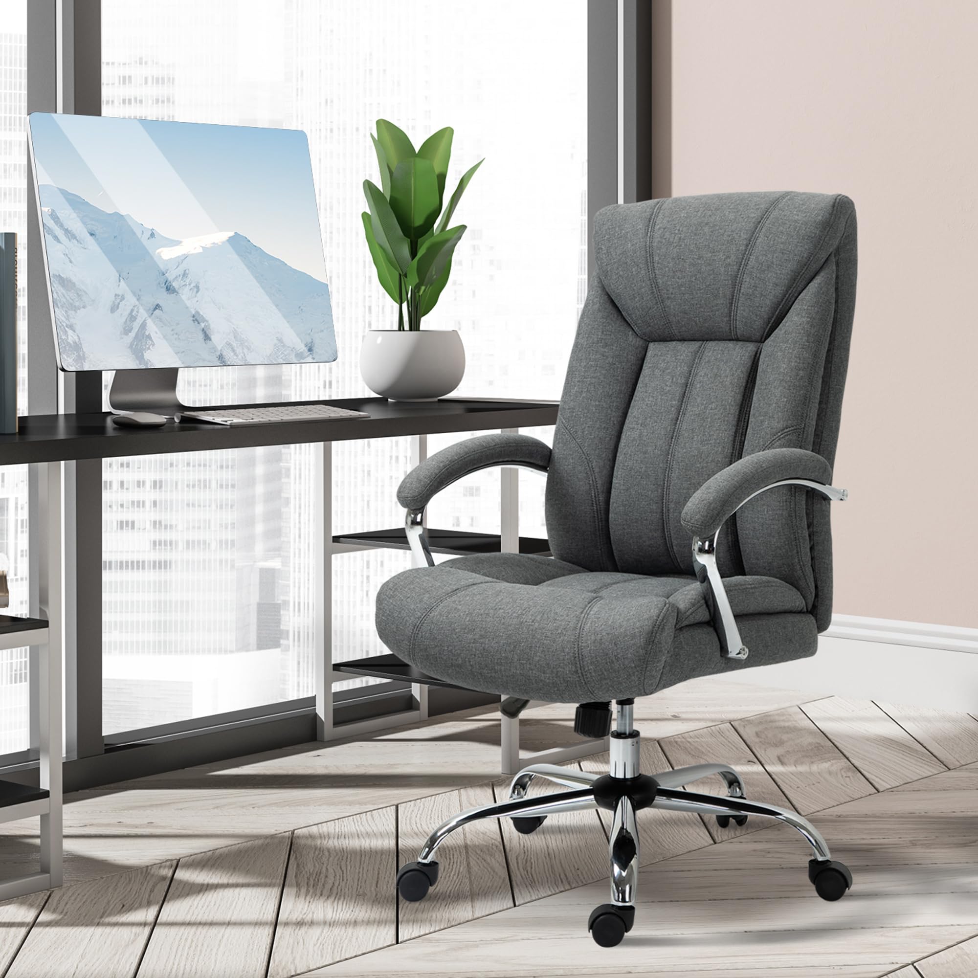 Vinsetto Bürostuhl mit Wippfunktion Kopfstütze Grau 65 x 78 x 110-118 cm