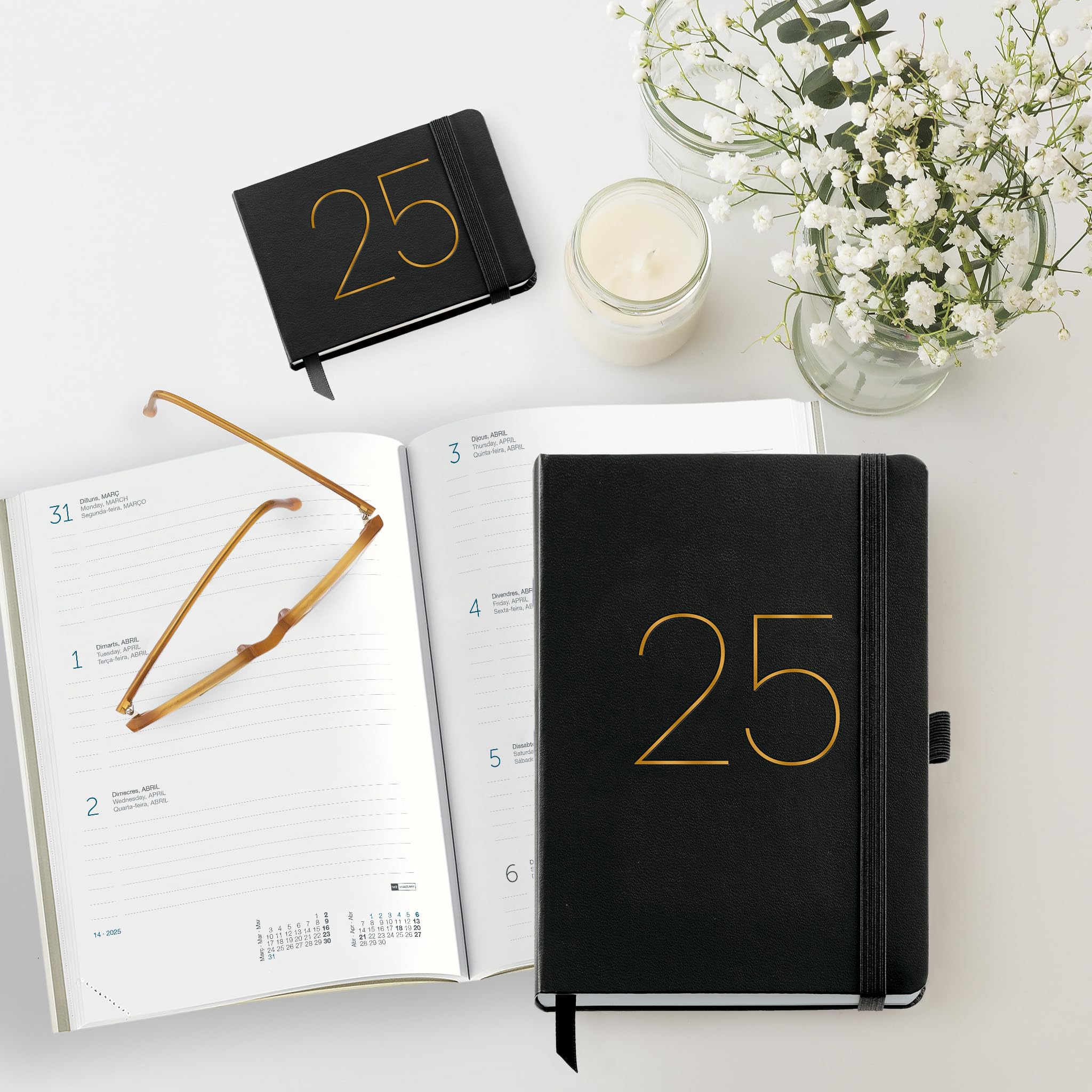 Agenda Semainier De Poche Miquelrius 2026 - 105x74 Mm, Couverture Similicuir Rose, Fermeture élastique, Trilingue - 5
