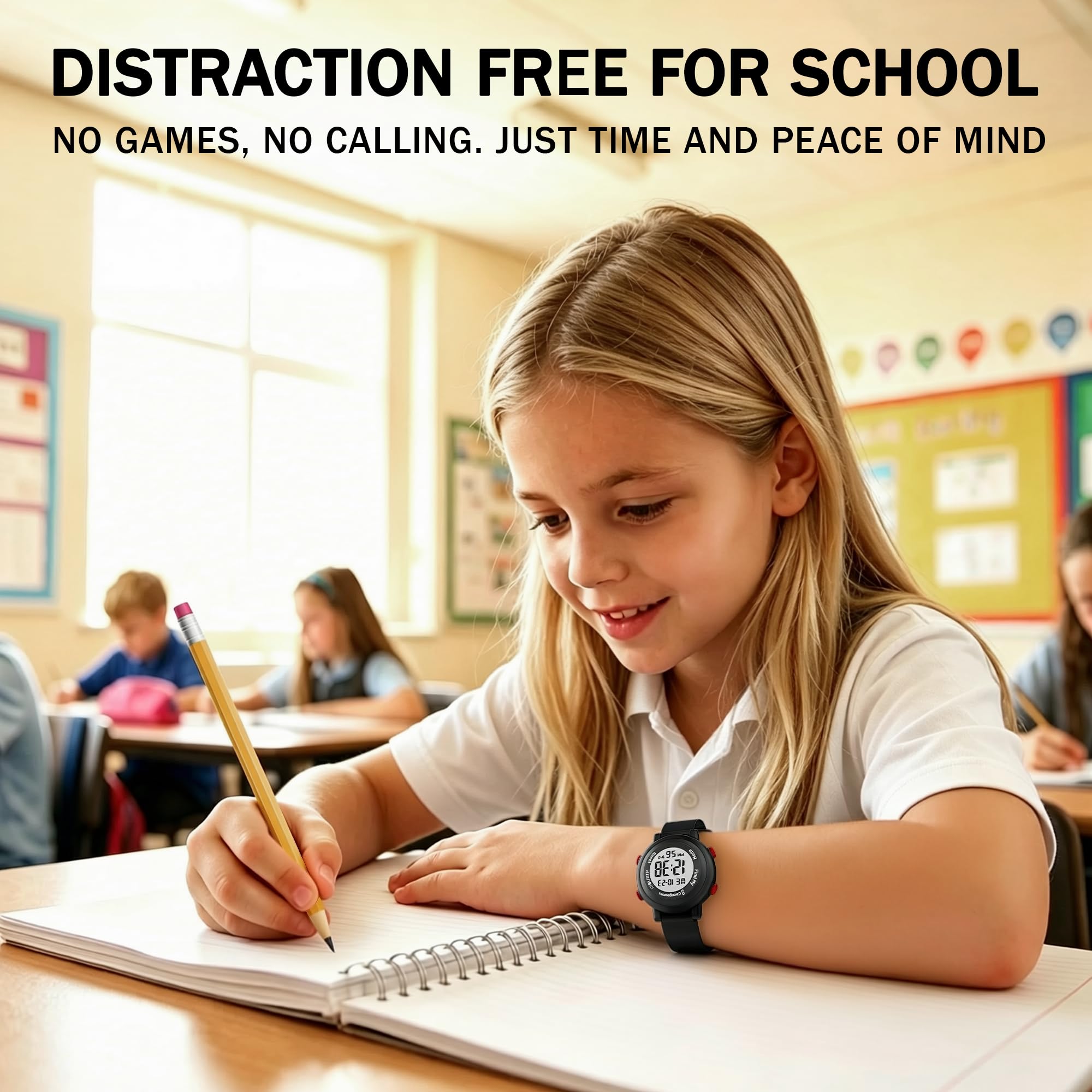 Chargeworx Orologio digitale per bambini con Apple Find My Tracker, alternativa allo smart watch per ragazzi e ragazze, orologio sportivo impermeabile con sveglia, cronometro e cinturino in morbido