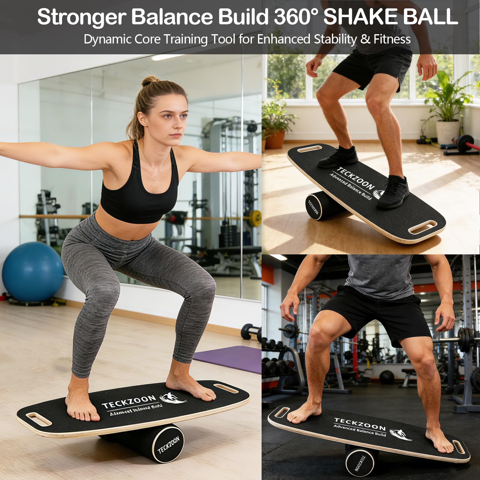 Balance Board in legno, antiscivolo con rullo in sughero e supporto, allenamento per pilates, tavola oscillante, accessori per la fisioterapia, skateboard e surf