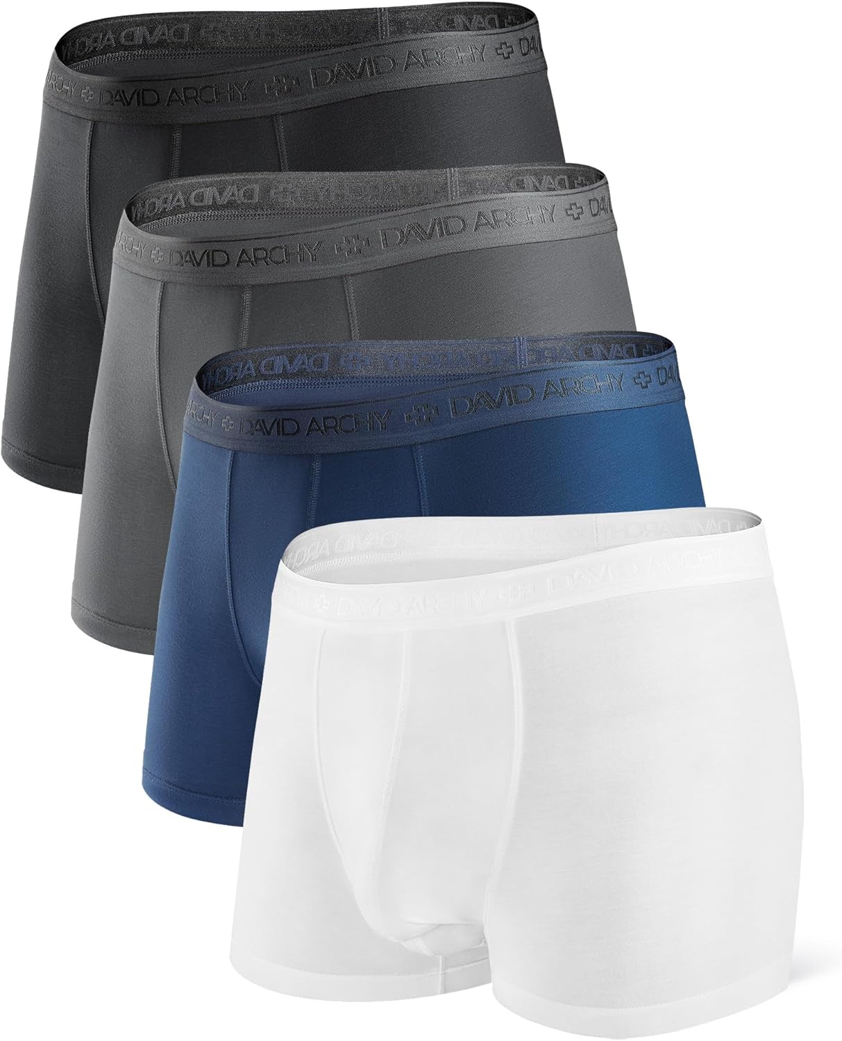 DAVID ARCHY Men's Underwear Boxer Briefs with Fly, Dual Pouch Modal Design, Support Fit, Multipack