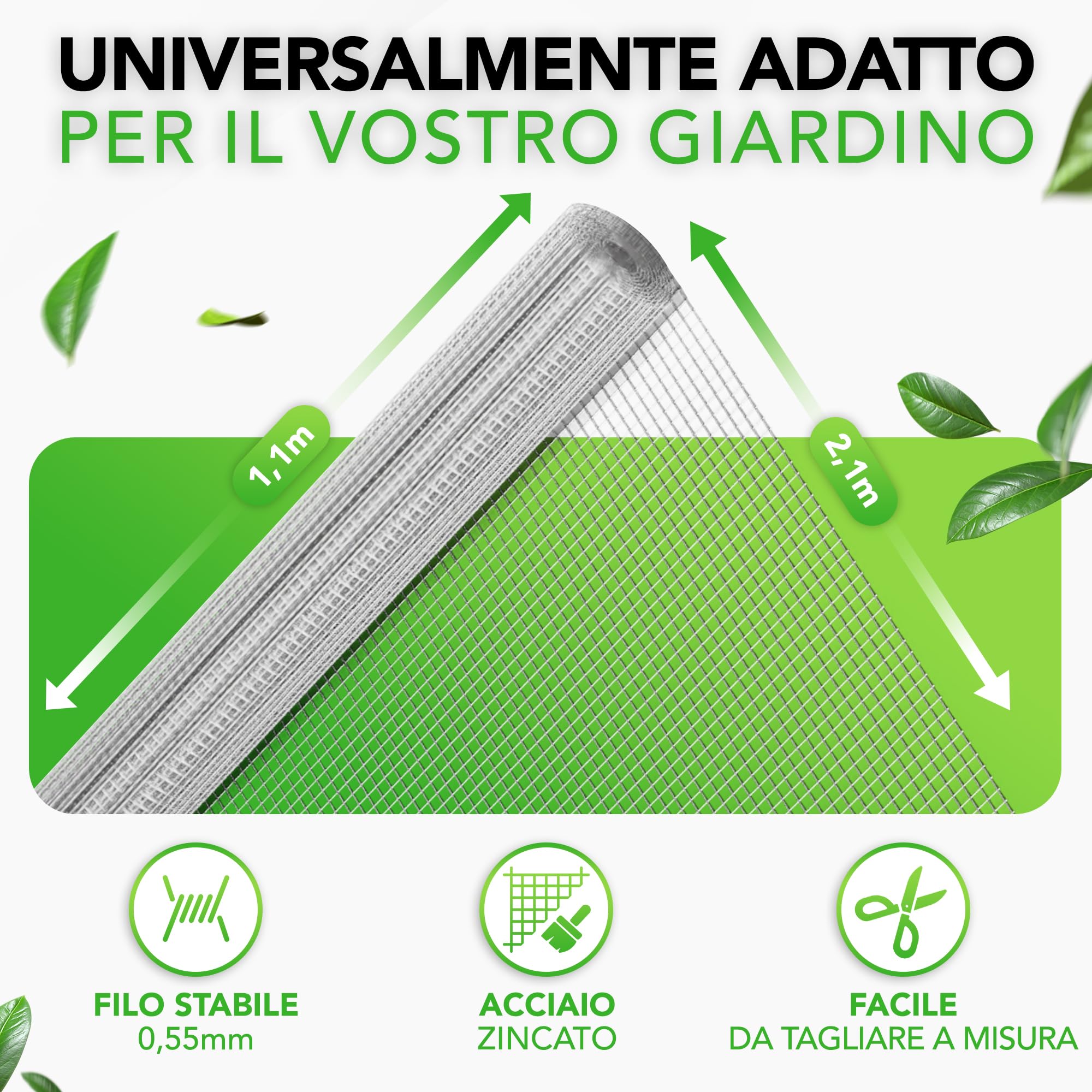LAINFELD - Rete metallica a maglia fine, 2,1 x 1,1 m, rete anti-talpa per aiuole rialzate con maglie da 6,3 mm, filo per lepre e voliera