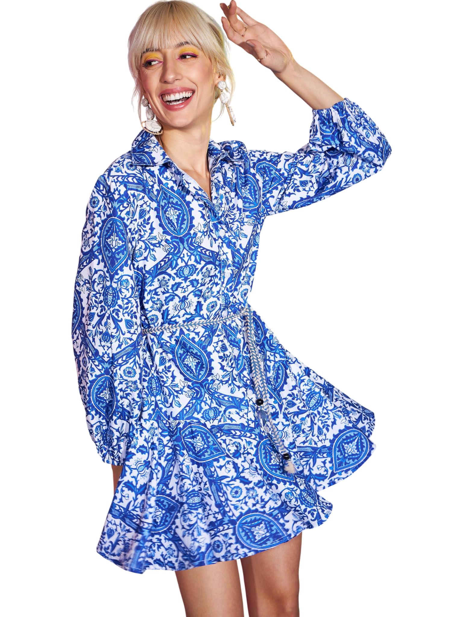 sassafras Women Floral Flared Skater Dress-picture-18