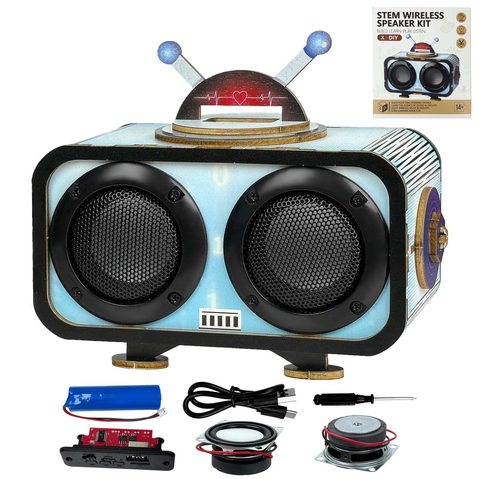DIY Bluetooth Speaker Kit, STEM Projects for Kids & Adults Ages 14+, Build Your Own Dual Speaker with Music Sync Lights, Beginner Electronics Science Experiment Set, STEM Gift for Boys & Girls