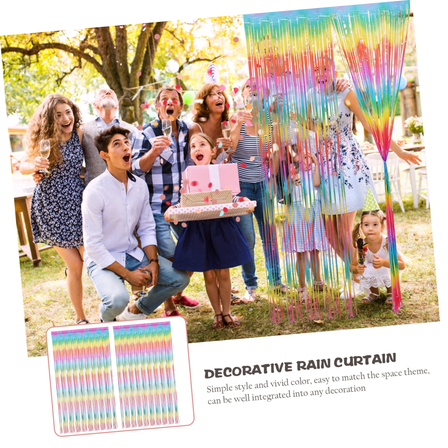 KOMBIUDA 2Pcs Rainbow Tinsel Curtains Fringe Garland Backdrop for Birthday Party Shower and Wedding Decorations Gradient Macaron Streamers for Festive Celebrations