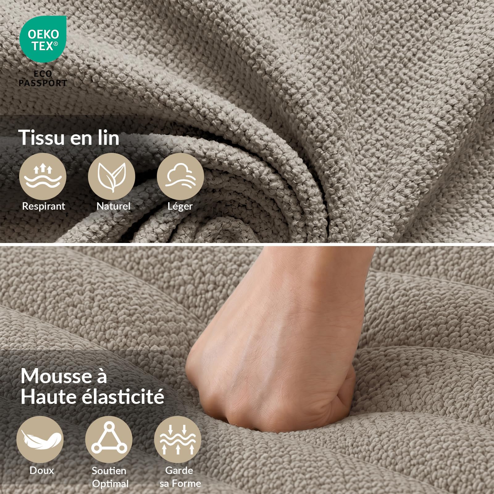 JIJIAN Lot de 6 Chaises de Salle à Manger, Chaise tapissée, Dossier en Tissu, Pieds en Métal, Gris Brun