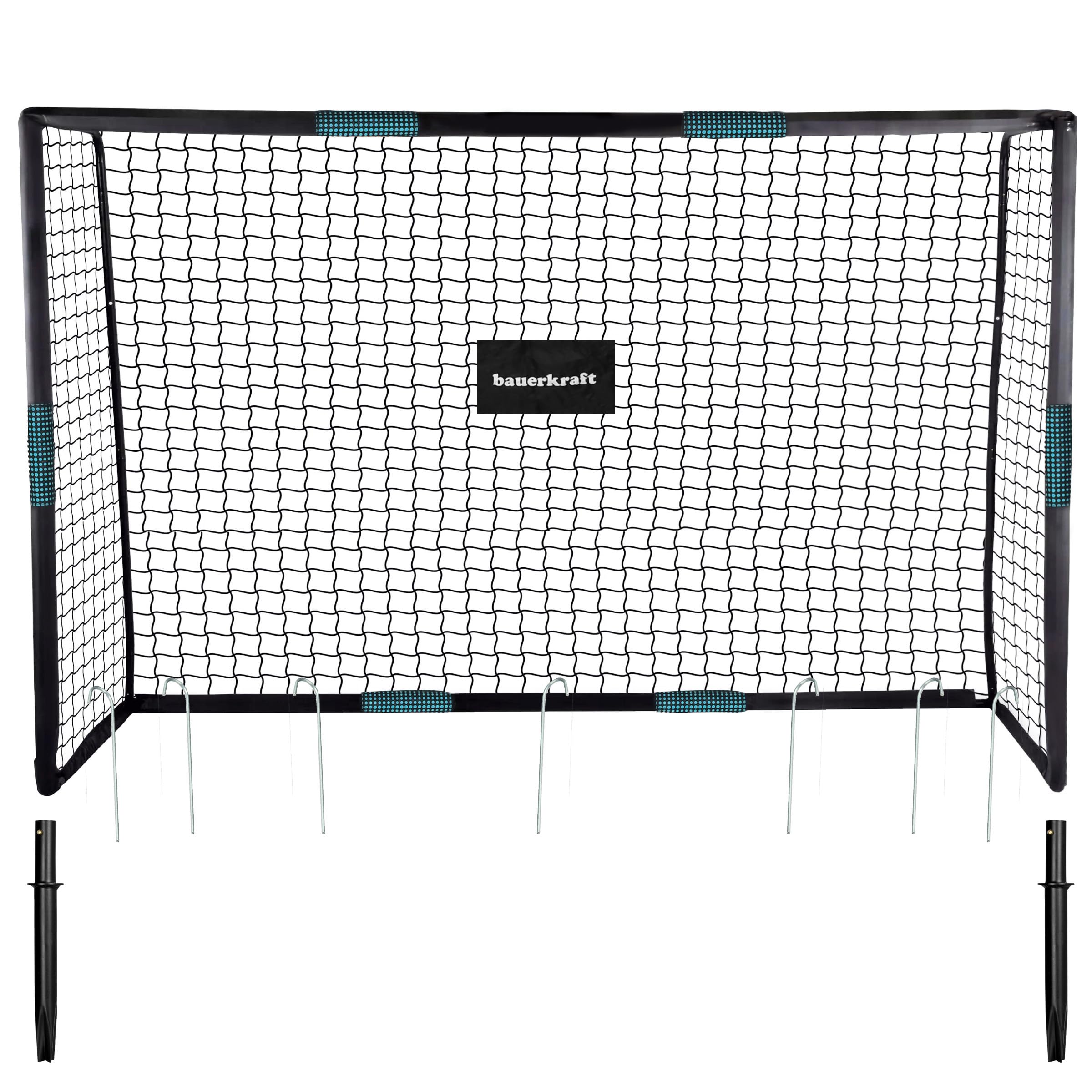 Duża metalowa bramka piłkarska z siatką treningowa do gry w piłkę nożną 300x200x120 cm czarno-niebieska