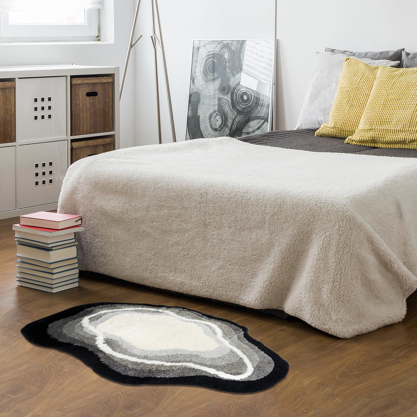 Beflockte Absorbierende Schnelltrocknend Badematte Grau | Mikrofaser Badvorleger Rutschfest Waschbar, Badteppich 60x100, Duschteppich, für vor der Badewanne, Wohnzimmer, Schlafzimmer