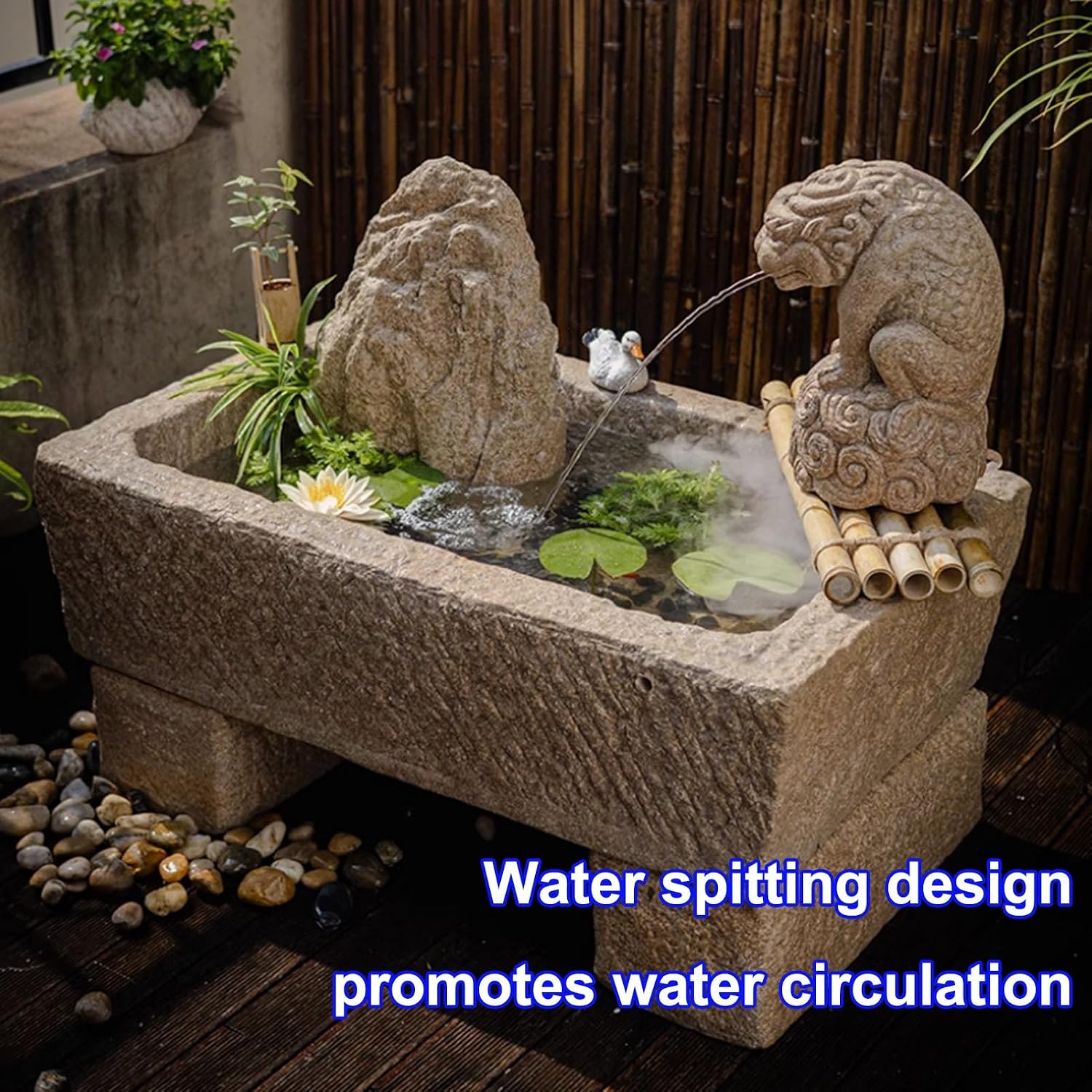 Pond Spitter, Animal Pond Spitters, Animal Ponds Fountains, Vintage Fountain Statues, Water Feature for Small Ponds Patio Deck and Home, Garden Decor for Koi