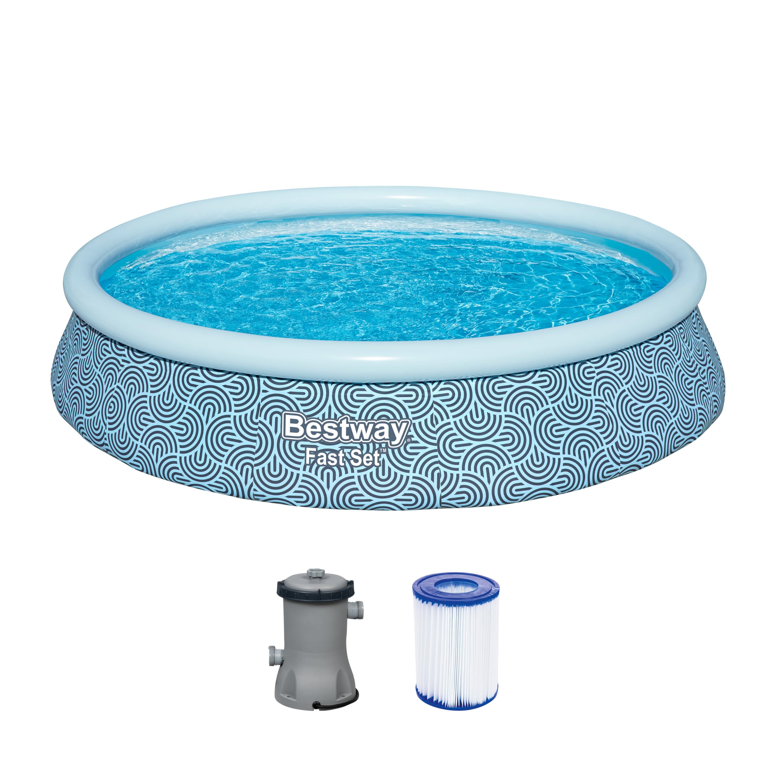 Bestway 57376-​7 Piscina gonfiabile Fast Set - forma rotonda 3,​96 m x 84 cm, blu