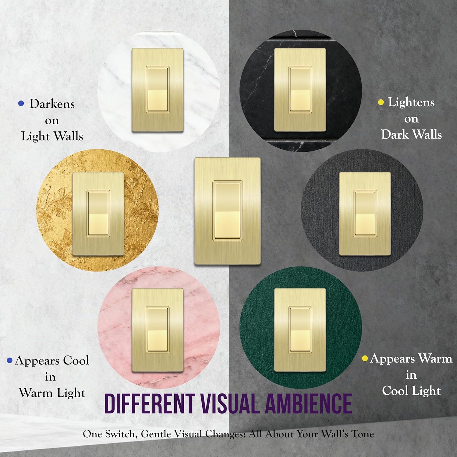 ENERLITES Elite Series Decorator Light Switch with Brushed Screwless Wall Plate, Single Pole, 3 Wire, Grounding Screw, Residential Grade, 15A 120V, UL Listed, 91150-GDWBP, Brush Gold with Wall Plate