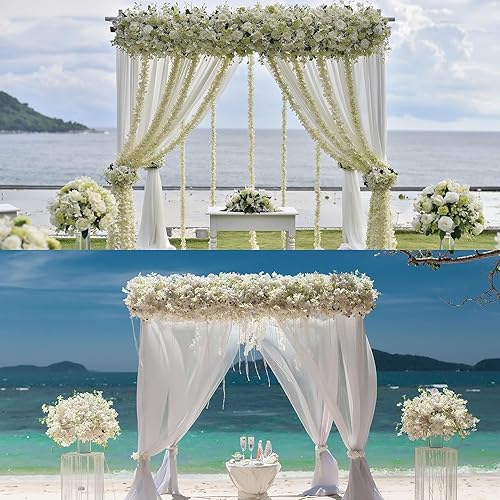 Vista 22 de Sggvecsy Guirnalda de flores de cerezo artificiales, paquete de 4 guirnaldas de flores de seda colgantes para el hogar, boda, jardín, fiesta, arco