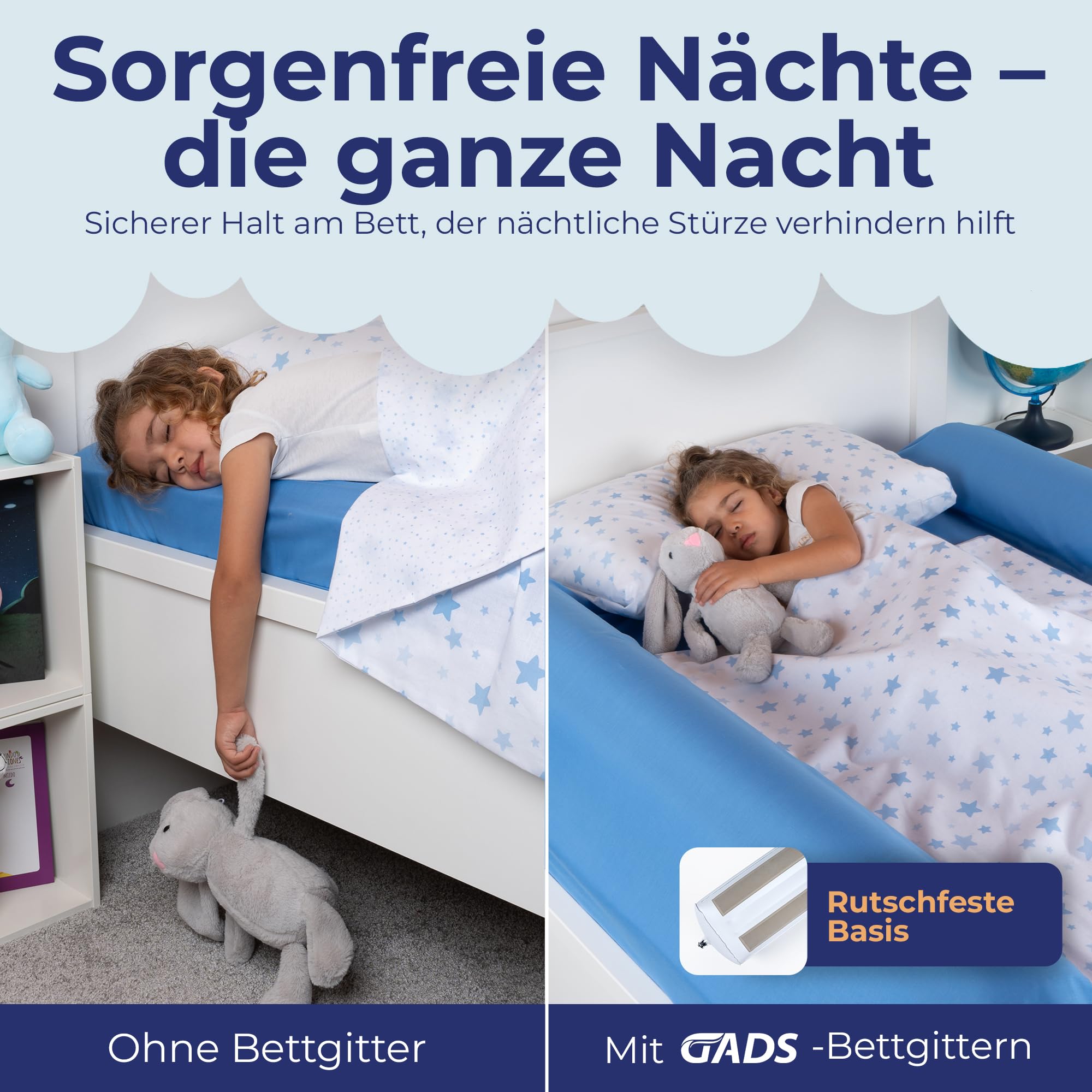 Reise-Bettschutzgitter für Kleinkinder (2er-Set) – Aufblasbare Bettgitter für Einzel-, Doppel-, Queen- & King-Size-Betten – Tragbare & rutschfeste Bettbegrenzung – Wasserabweisend & Langlebig