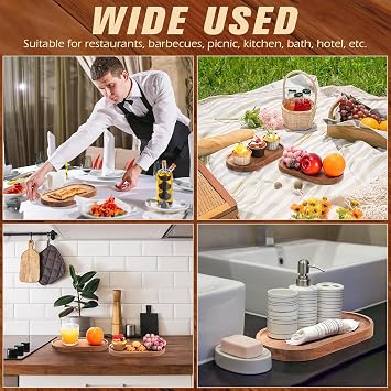 Linwnil 4Pack Wood Serving Trays 11.5x4 Inch Charcuterie Boards Oval Wooden Plates Wood Serving Platter Cheese Dinner Plates Bulk for Dessert Snack Bread Fruit Appetizer Dishes