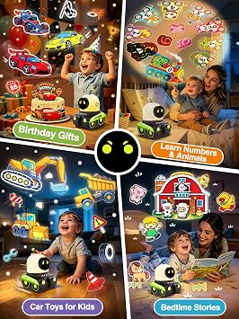 Montessori Toys for Boys 1-3 Year Old Gifts,19 Films Train Projector Light