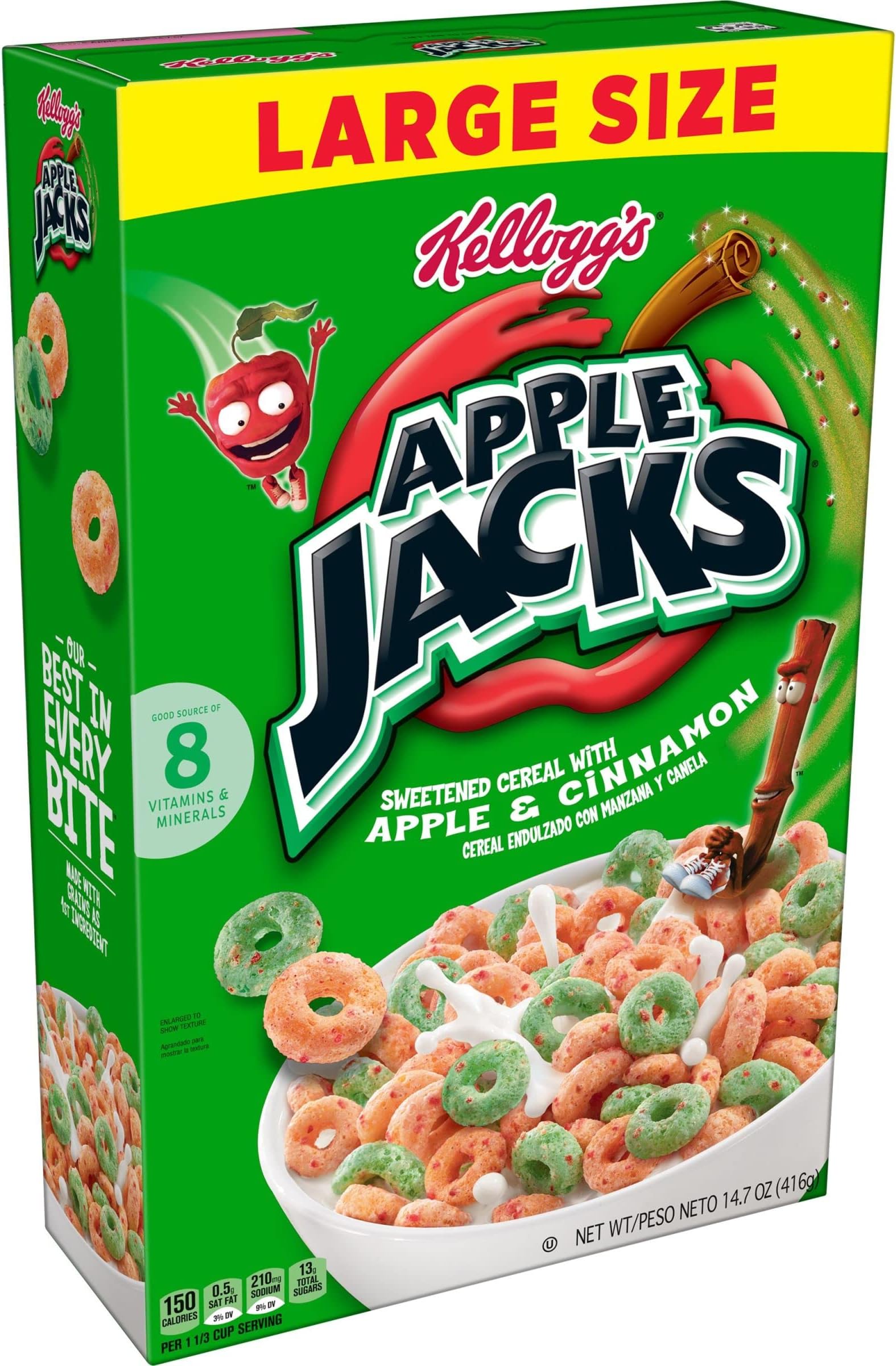 Apple JacksBreakfast Cereal, 8 Vitamins and Minerals, Kids Snacks, Large Size, Original, 14.7oz Box (1 Box)