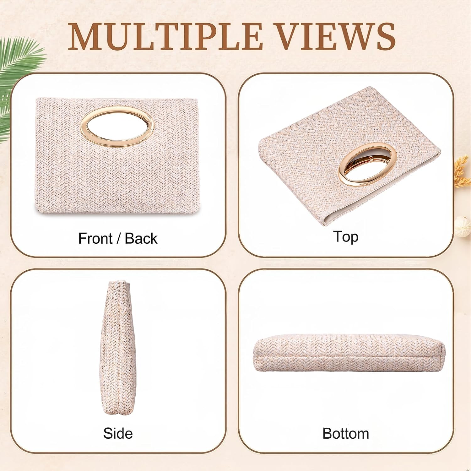 Straw Purse, Top-Handle Clutch Handbags for Women, Evening Handbag Shoulder Crossbody Purse