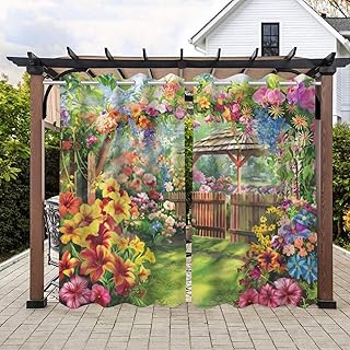 Colorful spring summer garden Waterproof Indoor/Outdoor Curtains,bloomin...