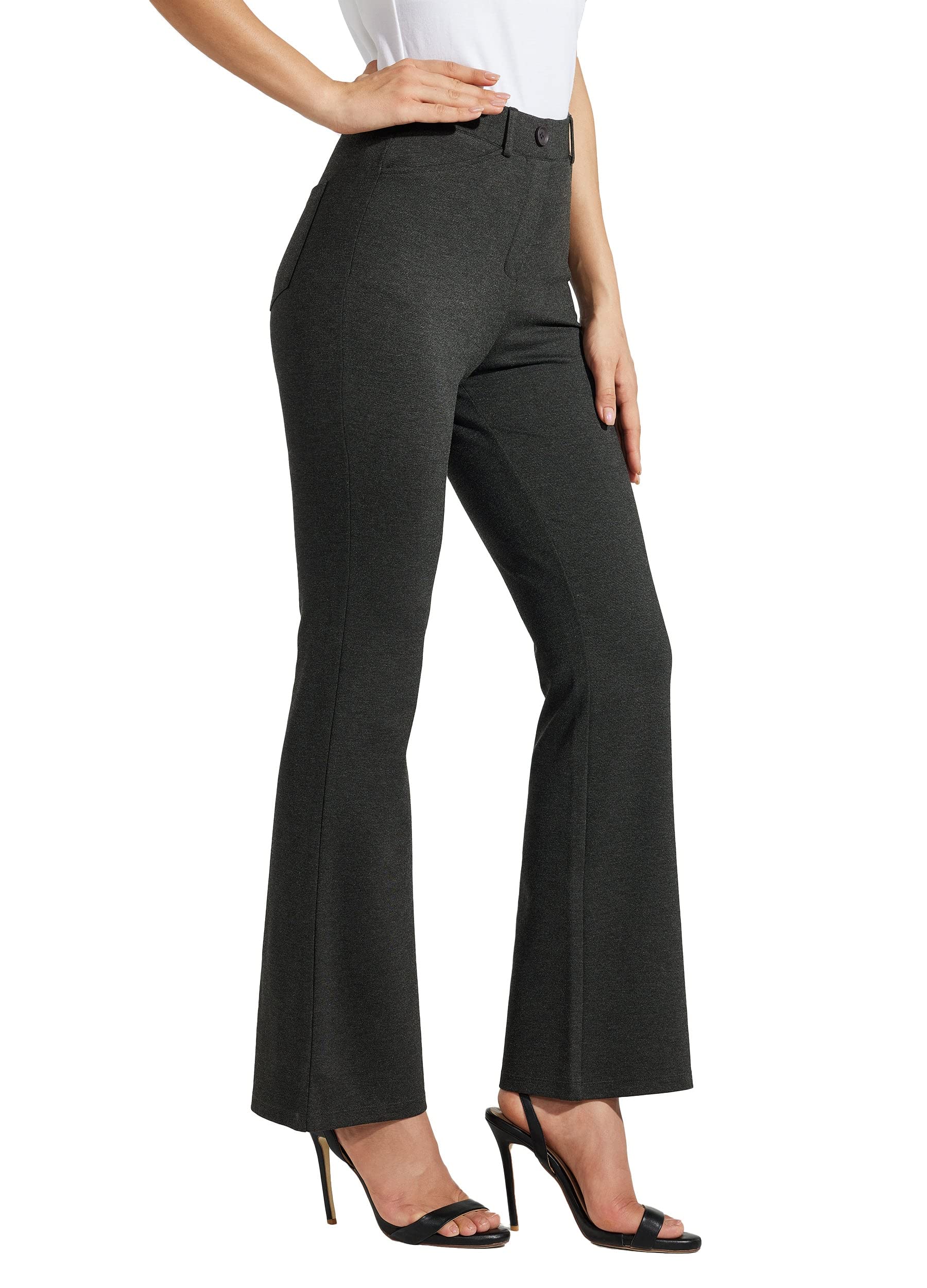 WILLIT 28" 30" Robe de yoga pour femme Pantalon Bootcut Pantalon de travail Stretch Bureau Décontracté Passants de ceinture Pantalon 4 poches