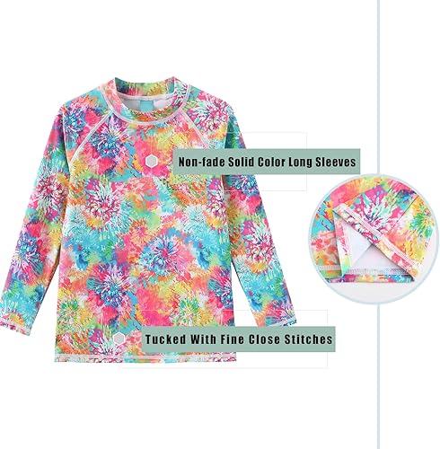 Miniatura 3 de Camiseta de natación de manga larga para niñas, traje de baño de una pieza con protección solar UPF 50+ de 3 a 16 años