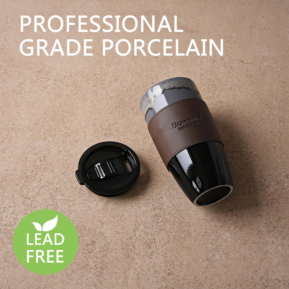 Amazon.com: Bosmarlin Ceramic Travel Coffee Mug with Lid, 21 oz, Portable Coffee  Cup for Car Cup Holder, Microwave and Dishwasher Safe, Reactive Glaze :  Home & Kitchen