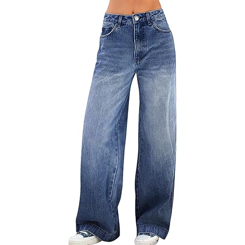 Womens Wide Leg Jeans Baggy Jeans for Women Loose Boyfriend Jeans Denim Pants