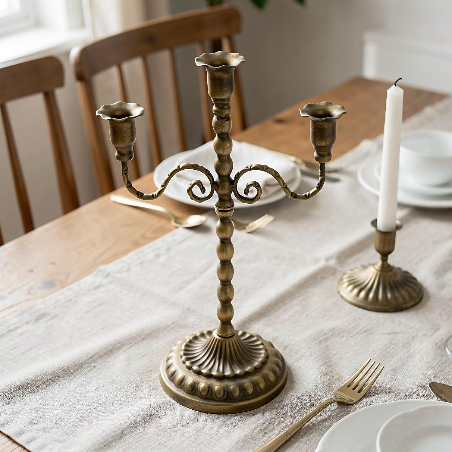 Zerodeko Metal Candelabra, 12" Tall 3-Arm Christmas Candle Holder Stick
