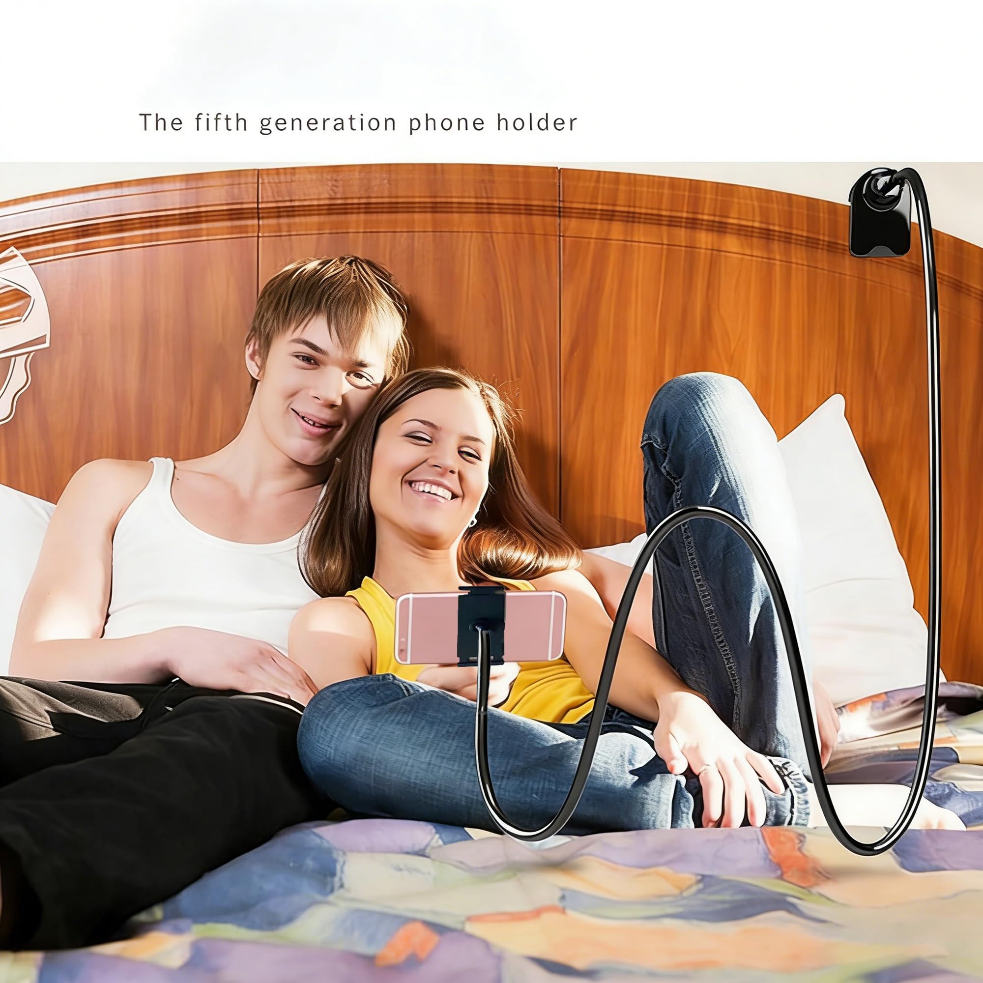 Telefonhalterung, Universal, um 360 ° drehbar, mit flexiblem Schwanenhals, Langer Arm, für iPhone 12 Mini, alle Smartphones (schwarz)