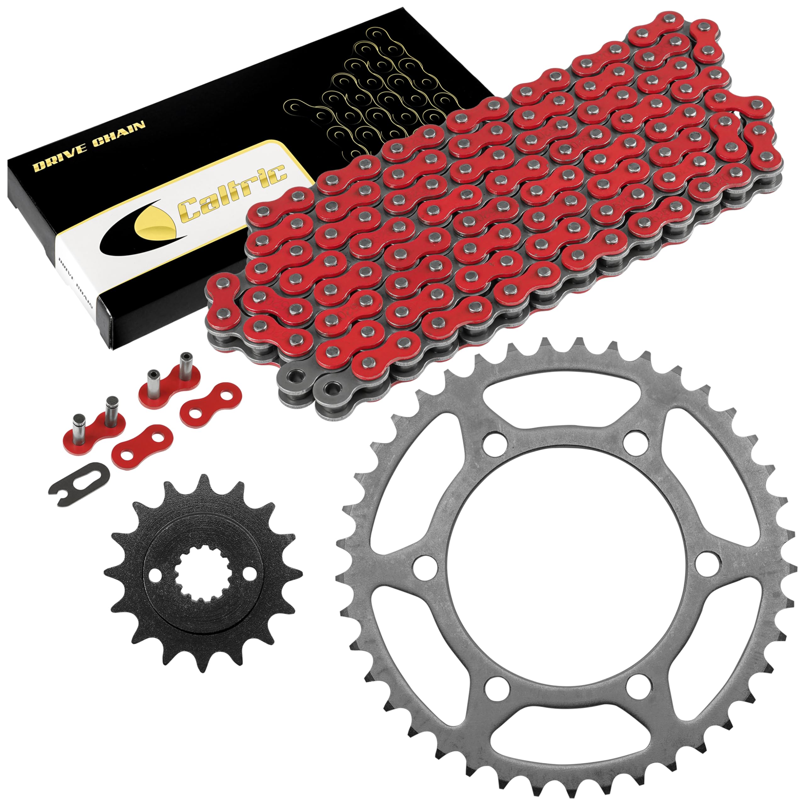 Caltric Red Drive Chain And Sprocket Kit Compatible With